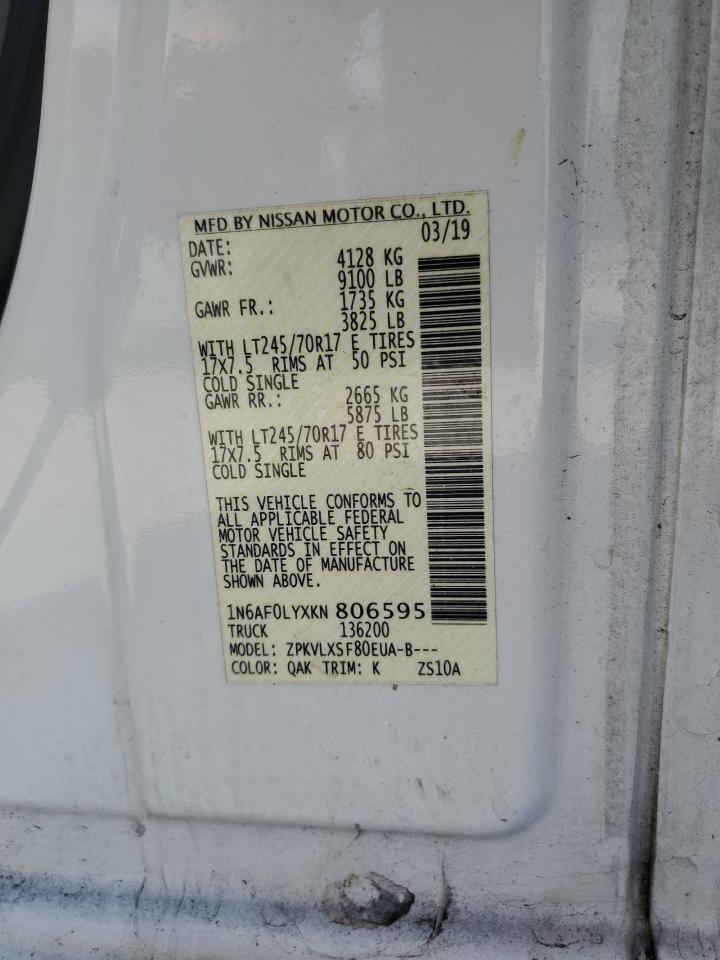 2019 Nissan Nv 2500 S VIN: 1N6AF0LYXKN806595 Lot: 50991985