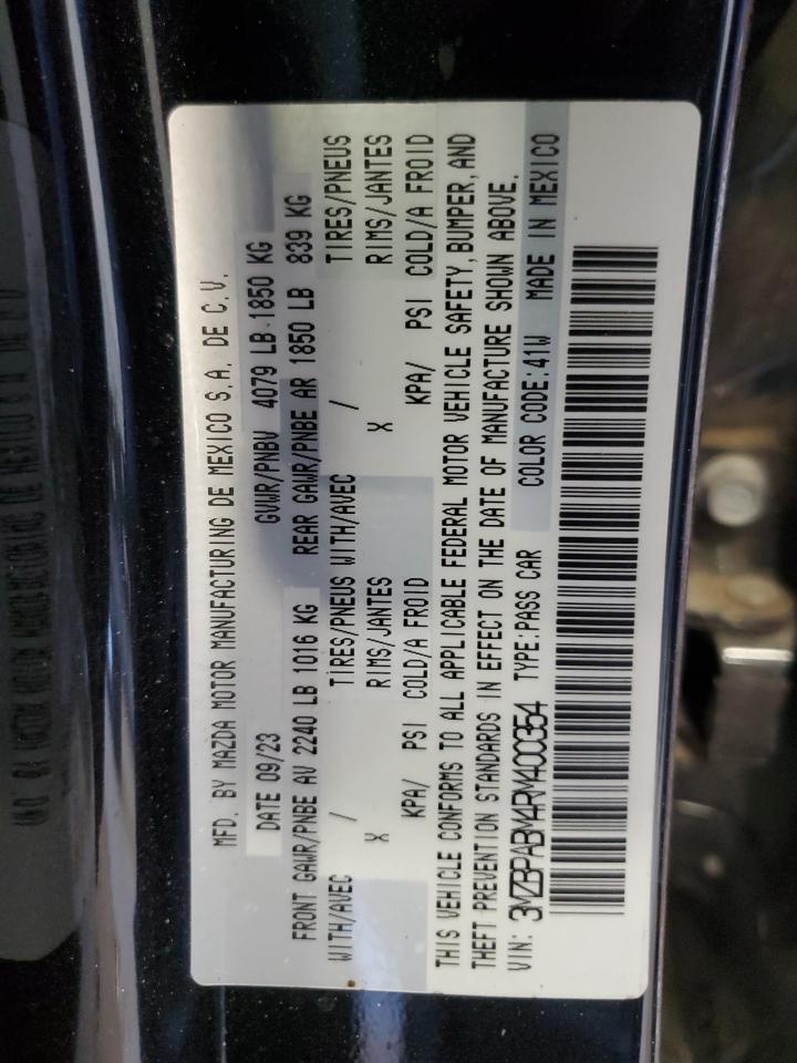 2024 Mazda 3 Select Sport VIN: 3MZBPABM4RM400354 Lot: 48822025