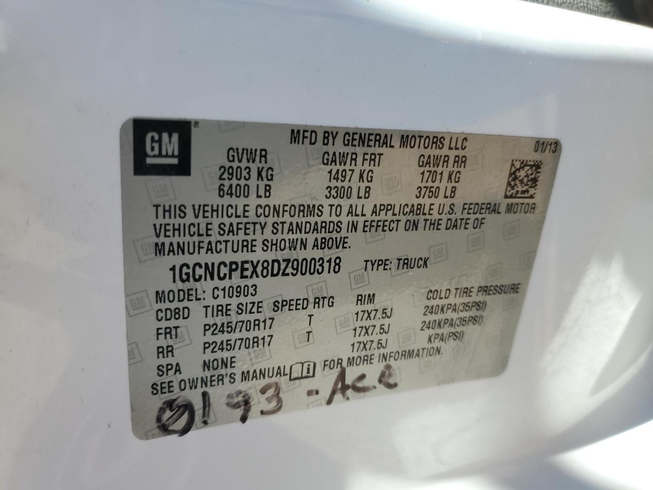 2013 Chevrolet Silverado C1500 VIN: 1GCNCPEX8DZ900318 Lot: 47969735