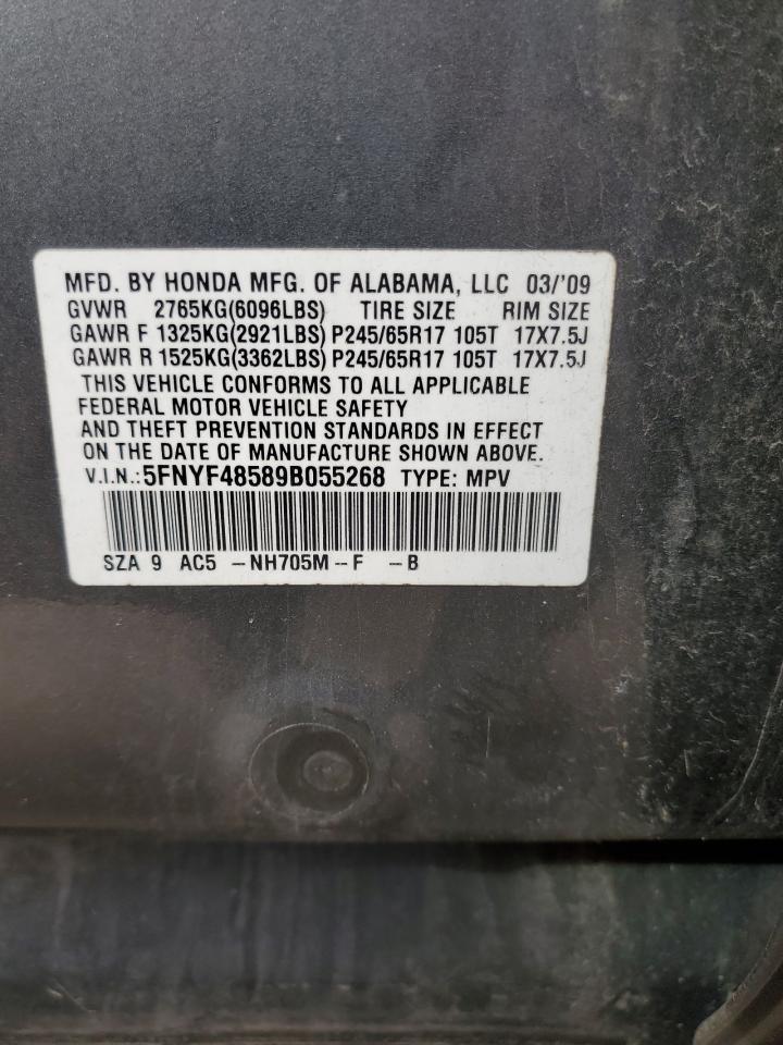 2009 Honda Pilot Exl VIN: 5FNYF48589B055268 Lot: 47524505