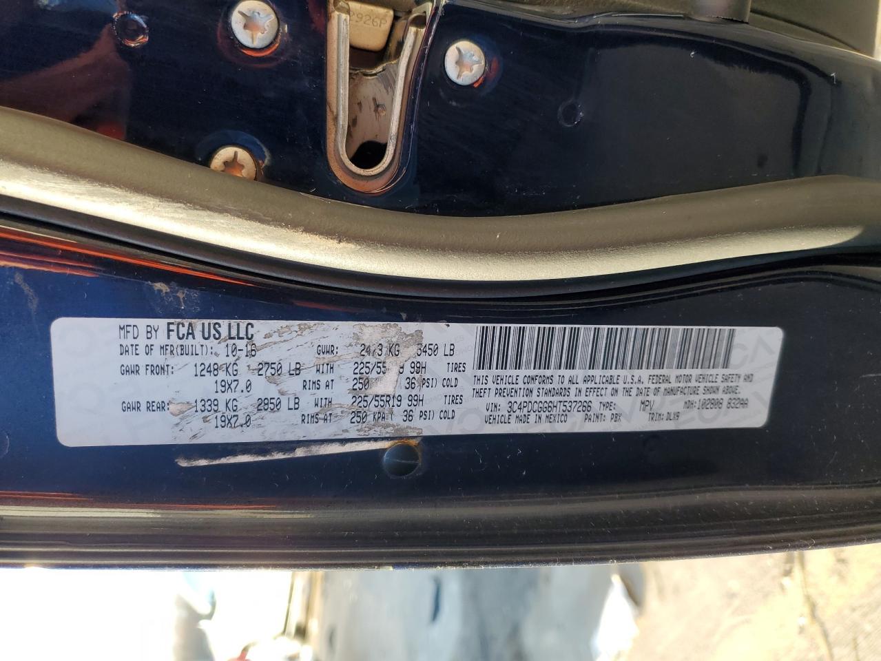 2017 Dodge Journey Crossroad VIN: 3C4PDCGG6HT537266 Lot: 49492455