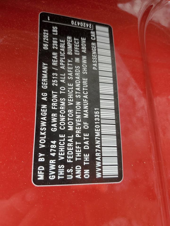2021 Volkswagen Arteon Se VIN: WVWAR7AN7ME013351 Lot: 51301765