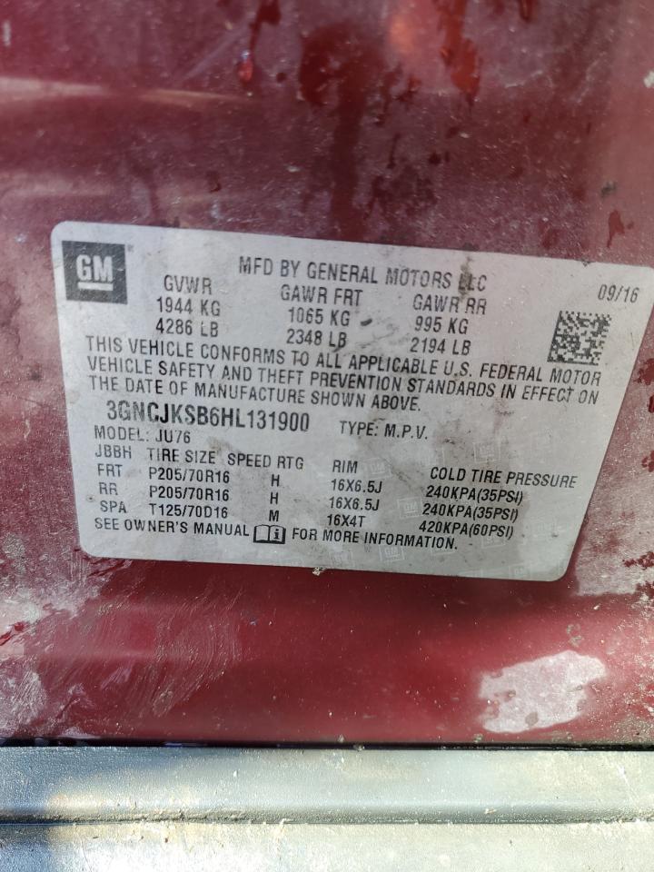 2017 Chevrolet Trax Ls VIN: 3GNCJKSB6HL131900 Lot: 56973485