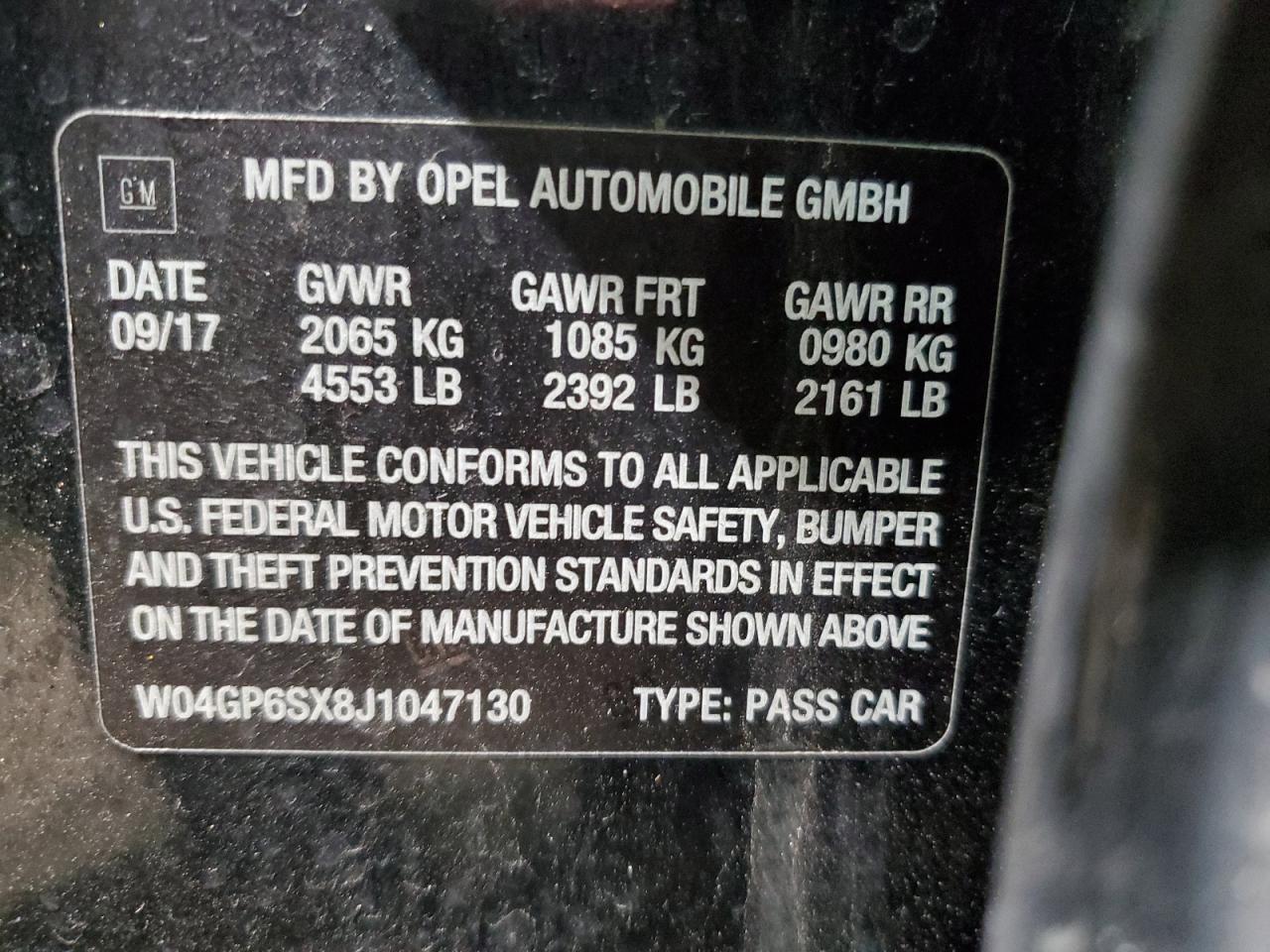 2018 Buick Regal Essence VIN: W04GP6SX8J1047130 Lot: 50153395
