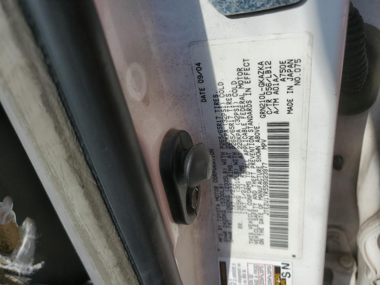 2005 Toyota 4Runner Limited VIN: JTEZU17R558023977 Lot: 50247925