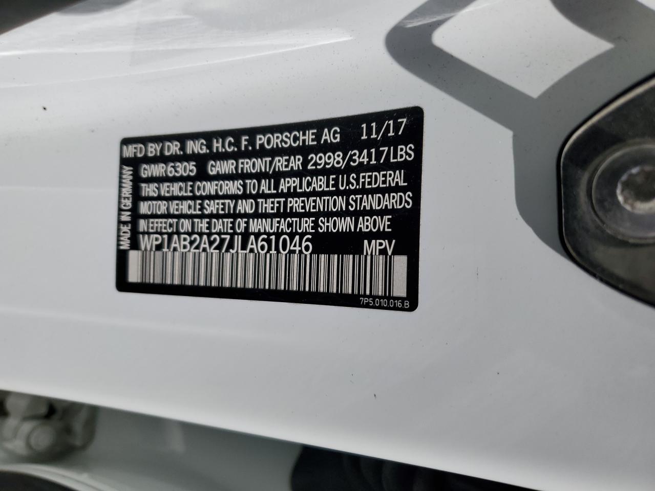 2018 Porsche Cayenne S VIN: WP1AB2A27JLA61046 Lot: 49083785