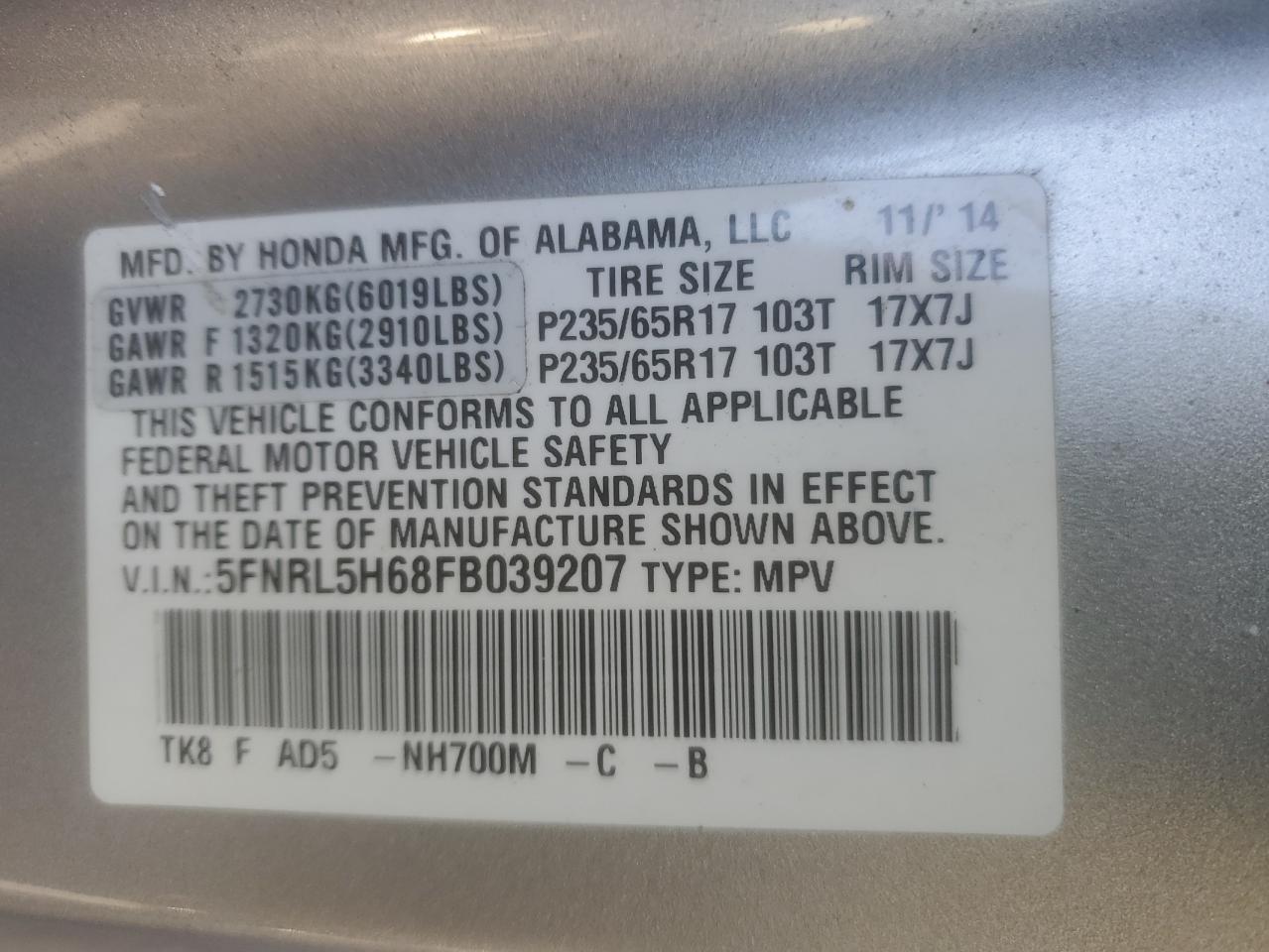2015 Honda Odyssey - Image 13