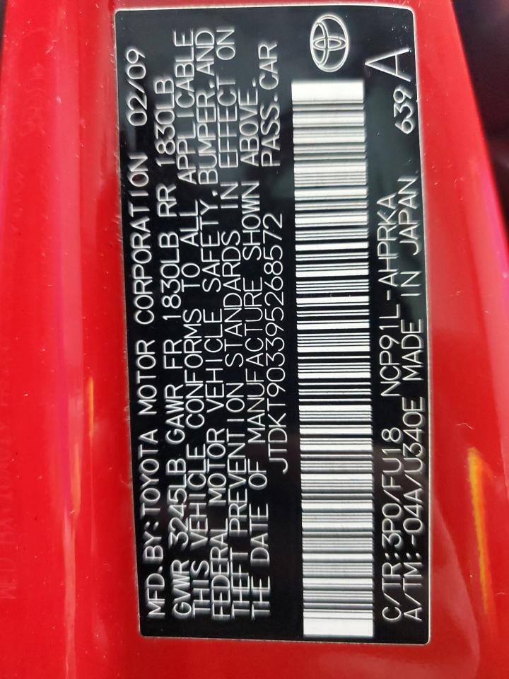 2009 Toyota Yaris VIN: JTDKT903395268572 Lot: 50135725