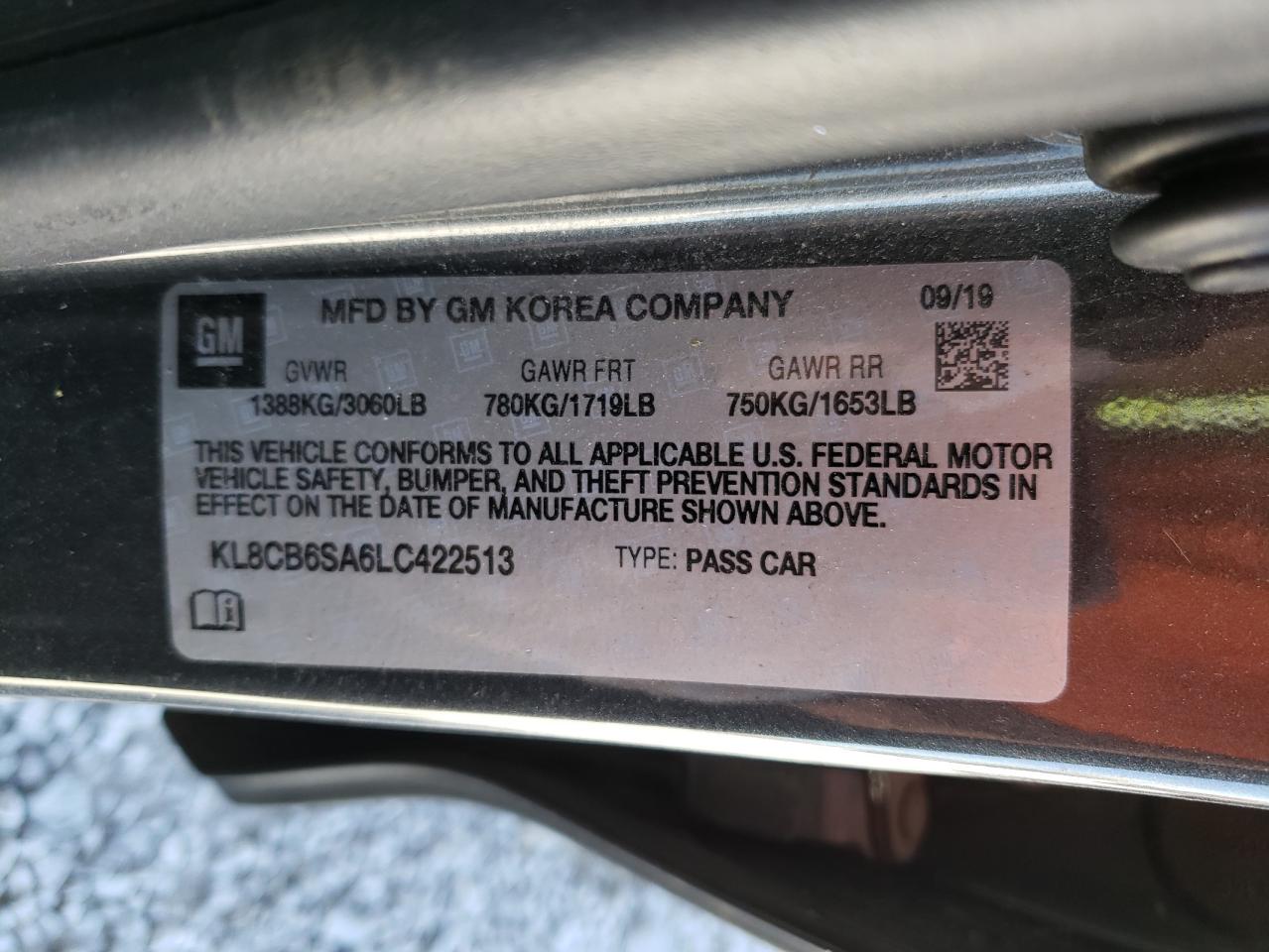 2020 Chevrolet Spark Ls VIN: KL8CB6SA6LC422513 Lot: 65947285