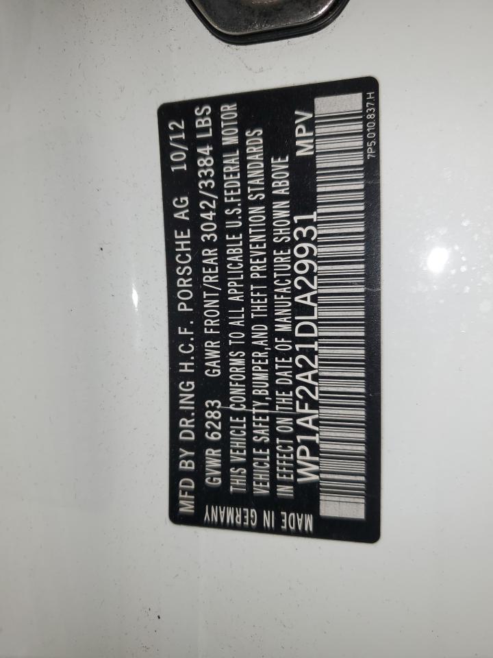 2013 Porsche Cayenne VIN: WP1AF2A21DLA29931 Lot: 82846264