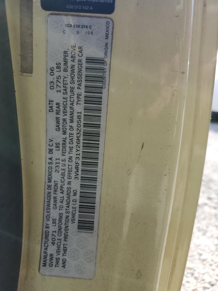 2006 Volkswagen New Beetle Convertible Option Package 1 VIN: 3VWRF31Y26M320581 Lot: 48124405