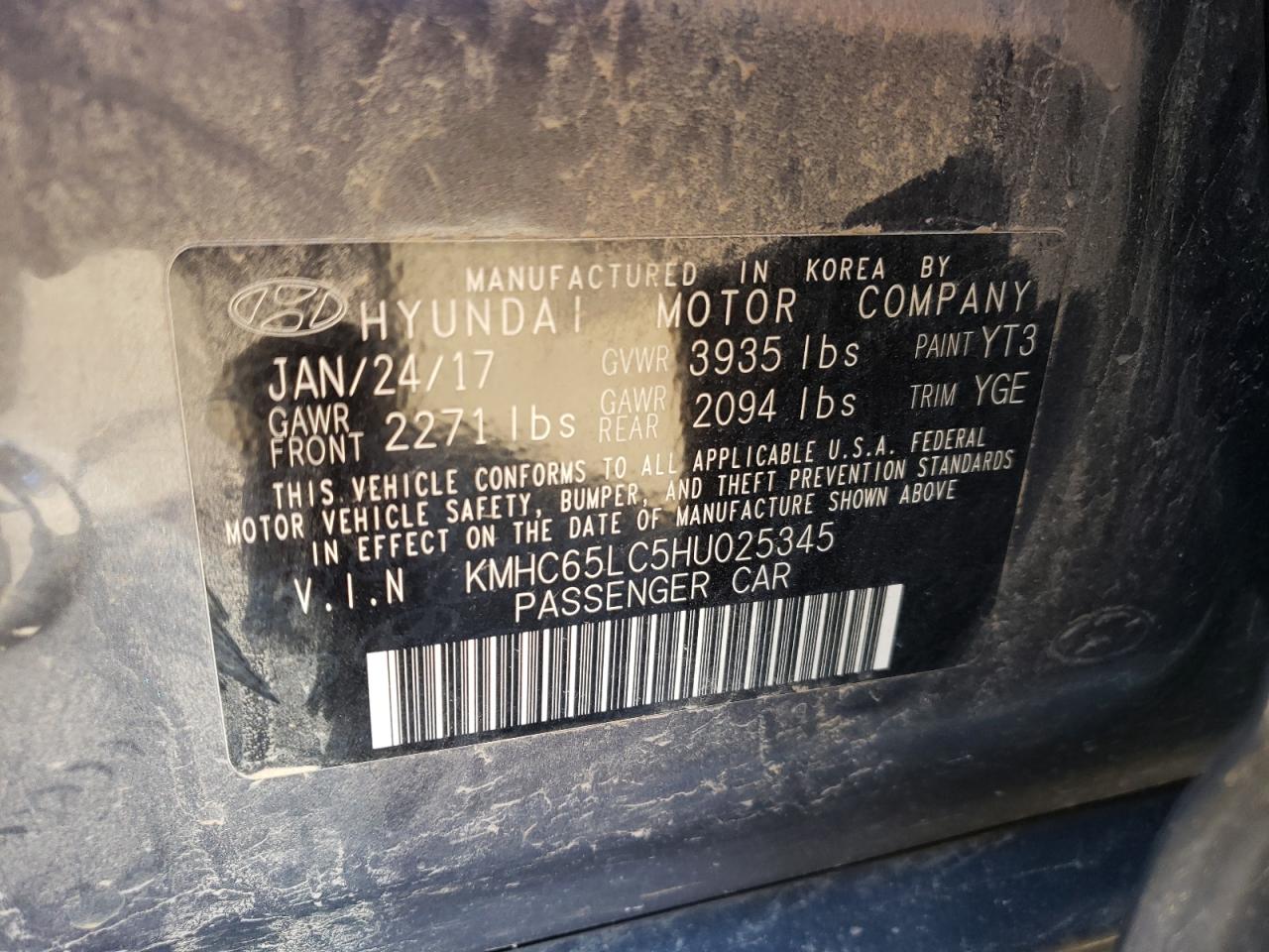 2017 Hyundai Ioniq Blue VIN: KMHC65LC5HU025345 Lot: 47644085