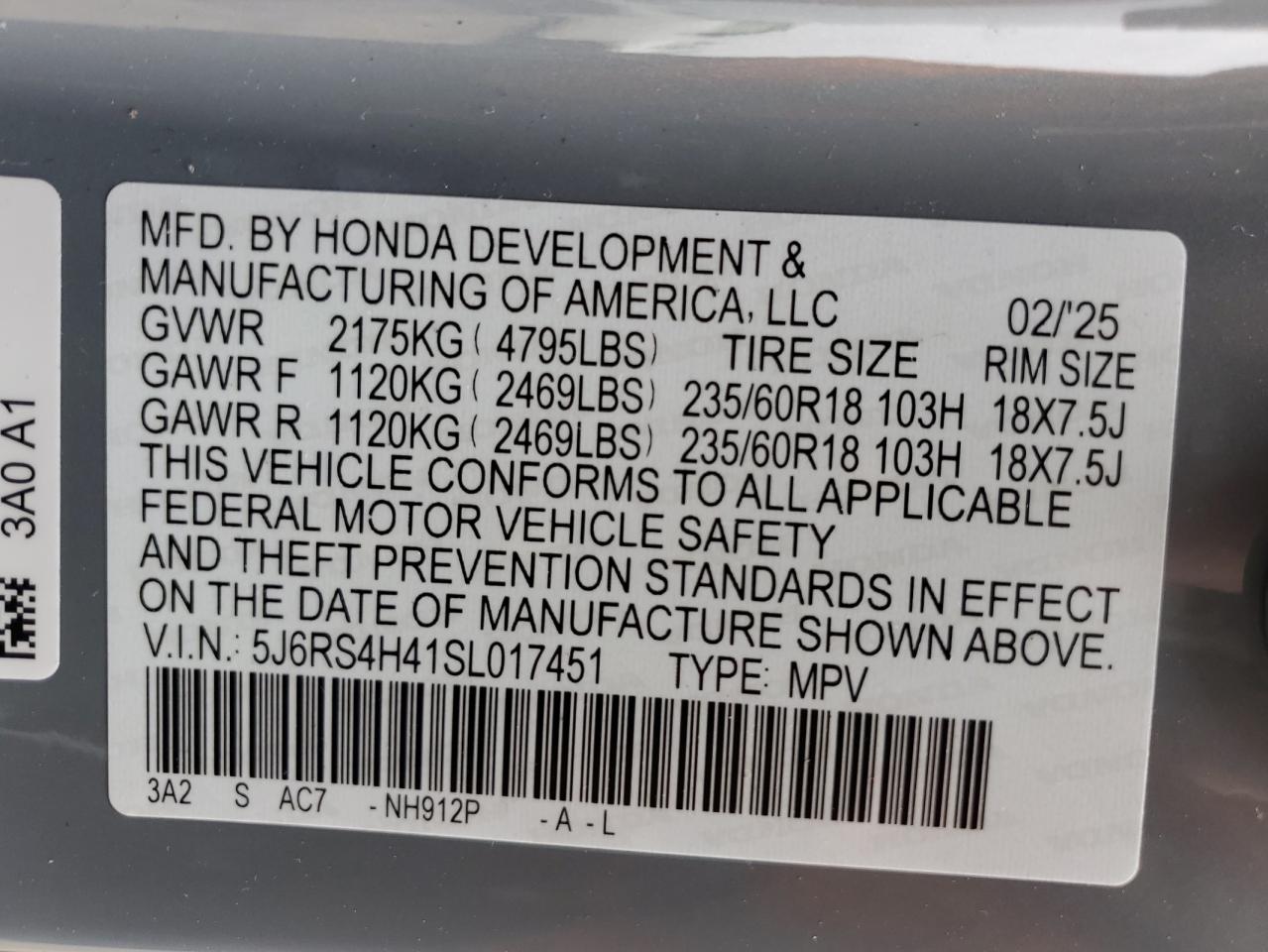 2025 Honda Cr-V Ex VIN: 5J6RS4H41SL017451 Lot: 49233245