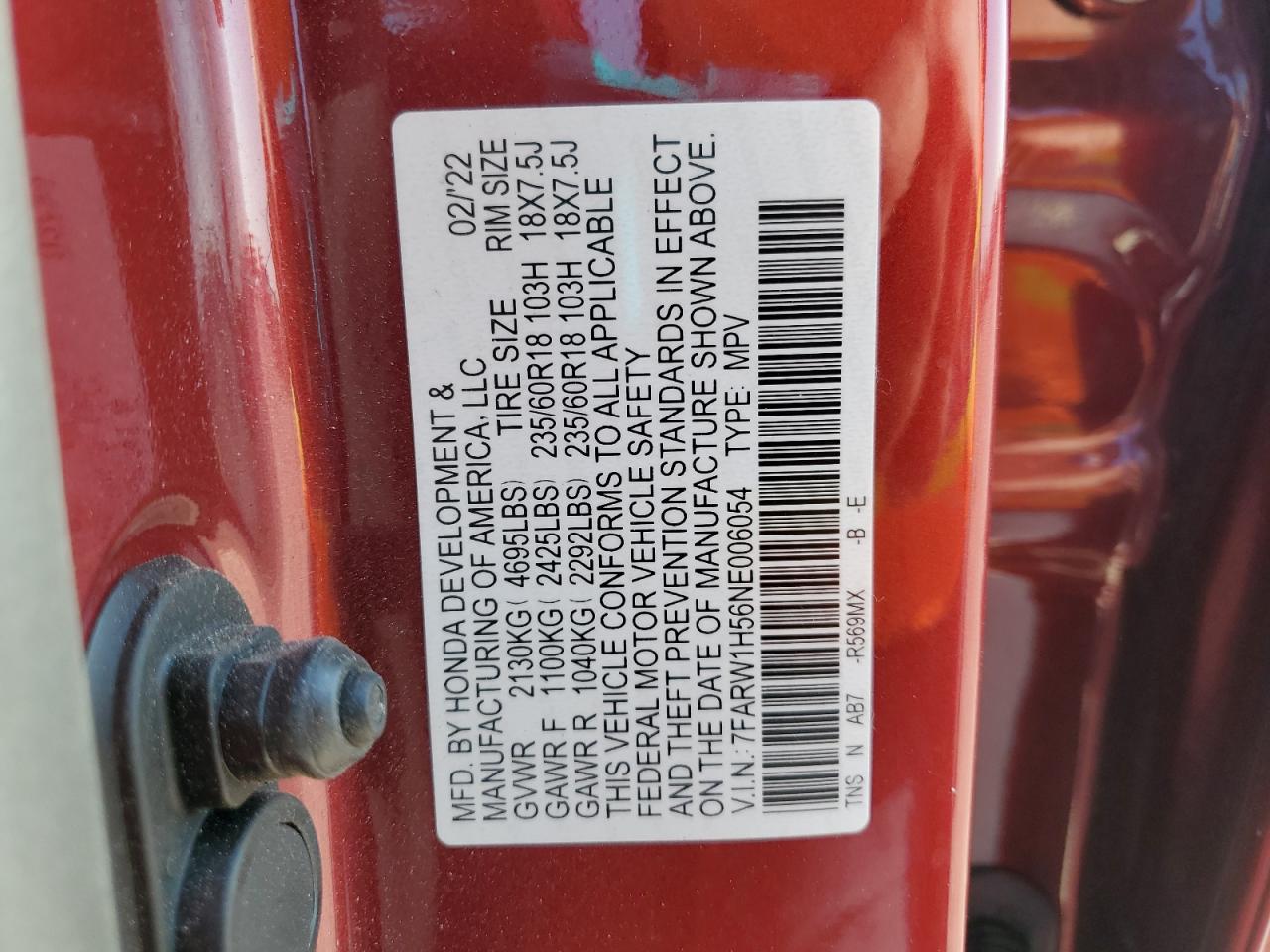 2022 Honda Cr-V Ex VIN: 7FARW1H56NE006054 Lot: 50314725