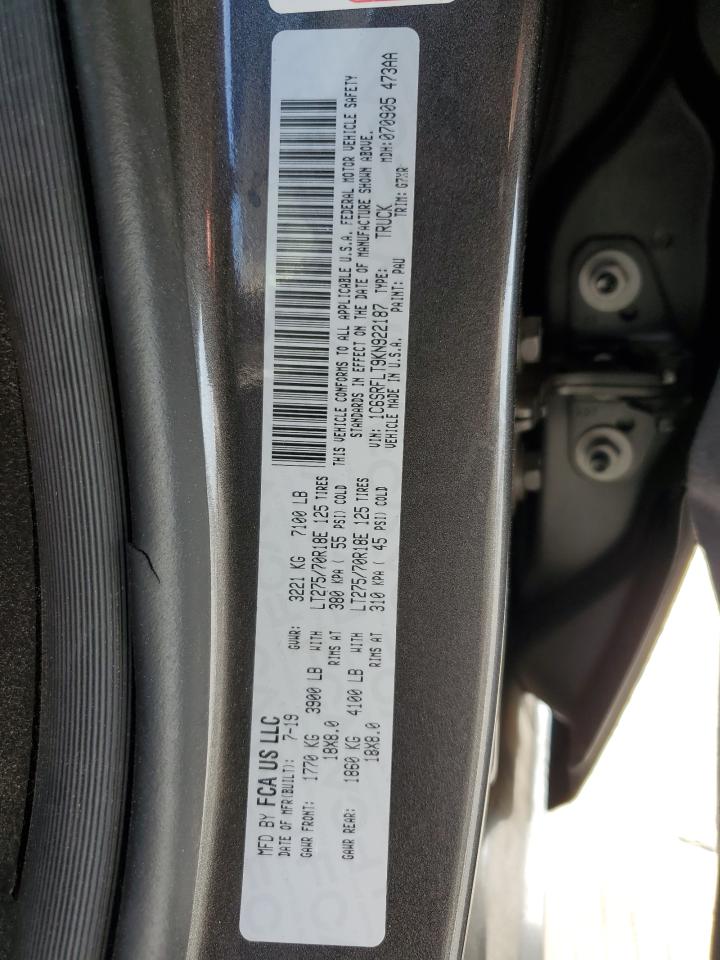 2019 Ram 1500 Rebel VIN: 1C6SRFLT9KN922187 Lot: 50907775