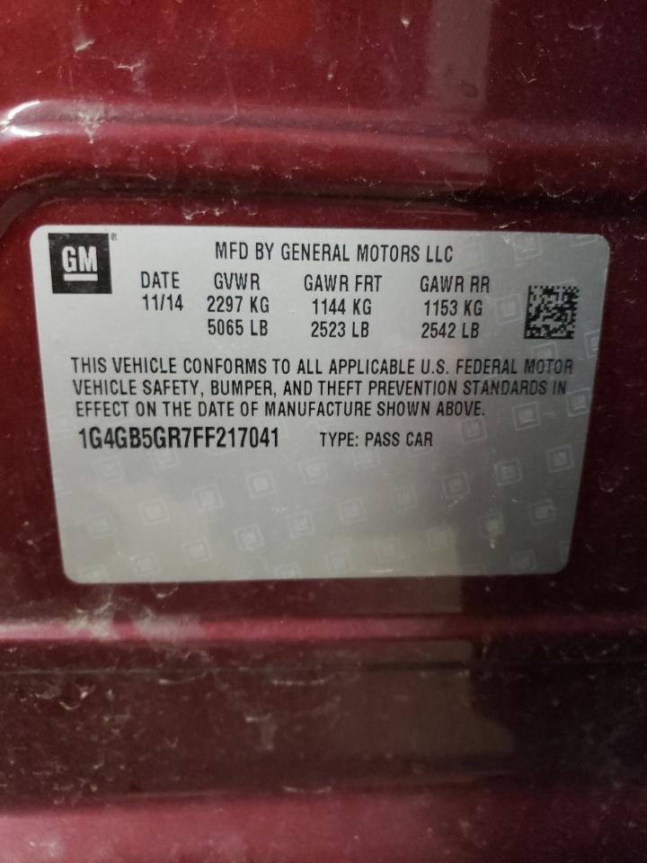 2015 Buick Lacrosse VIN: 1G4GB5GR7FF217041 Lot: 49183105