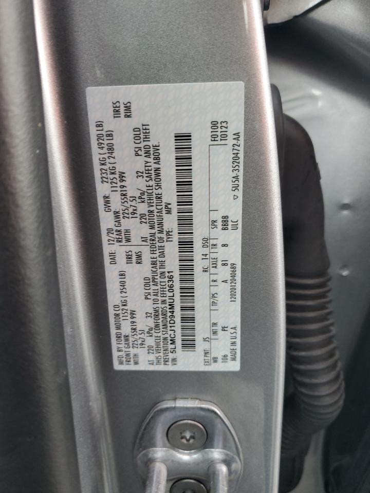 2021 Lincoln Corsair VIN: 5LMCJ1D94MUL06361 Lot: 48003875