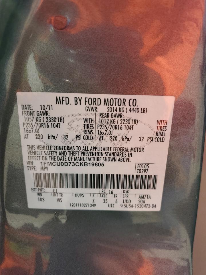 1fmcu0d73ckb19805 1FMCU0D73CKB19805 2012 Ford Escape Xlt