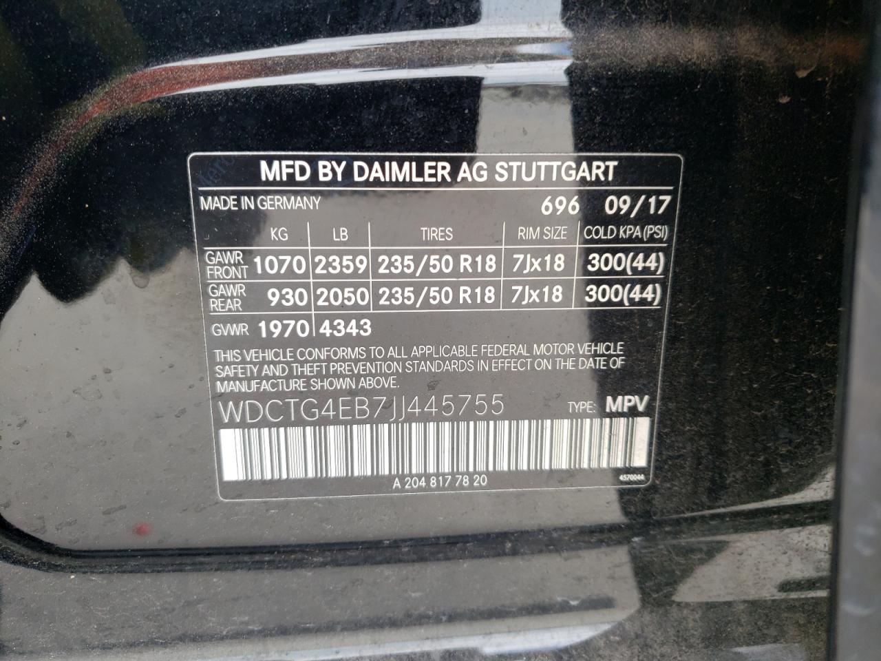 2018 Mercedes-Benz Gla 250 VIN: WDCTG4EB7JJ445755 Lot: 49930675