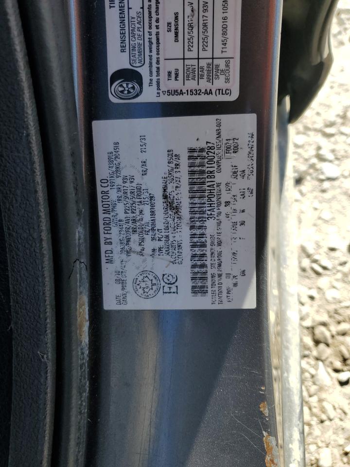 2011 Ford Fusion Se VIN: 3FAHP0HA1BR100287 Lot: 47994545