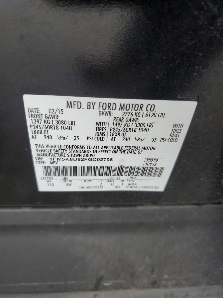 2015 Ford Explorer Xlt VIN: 1FM5K8D82FGC02798 Lot: 49149475