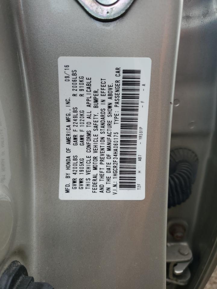 2017 Honda Accord Lx VIN: 1HGCR2F34HA060175 Lot: 51071395