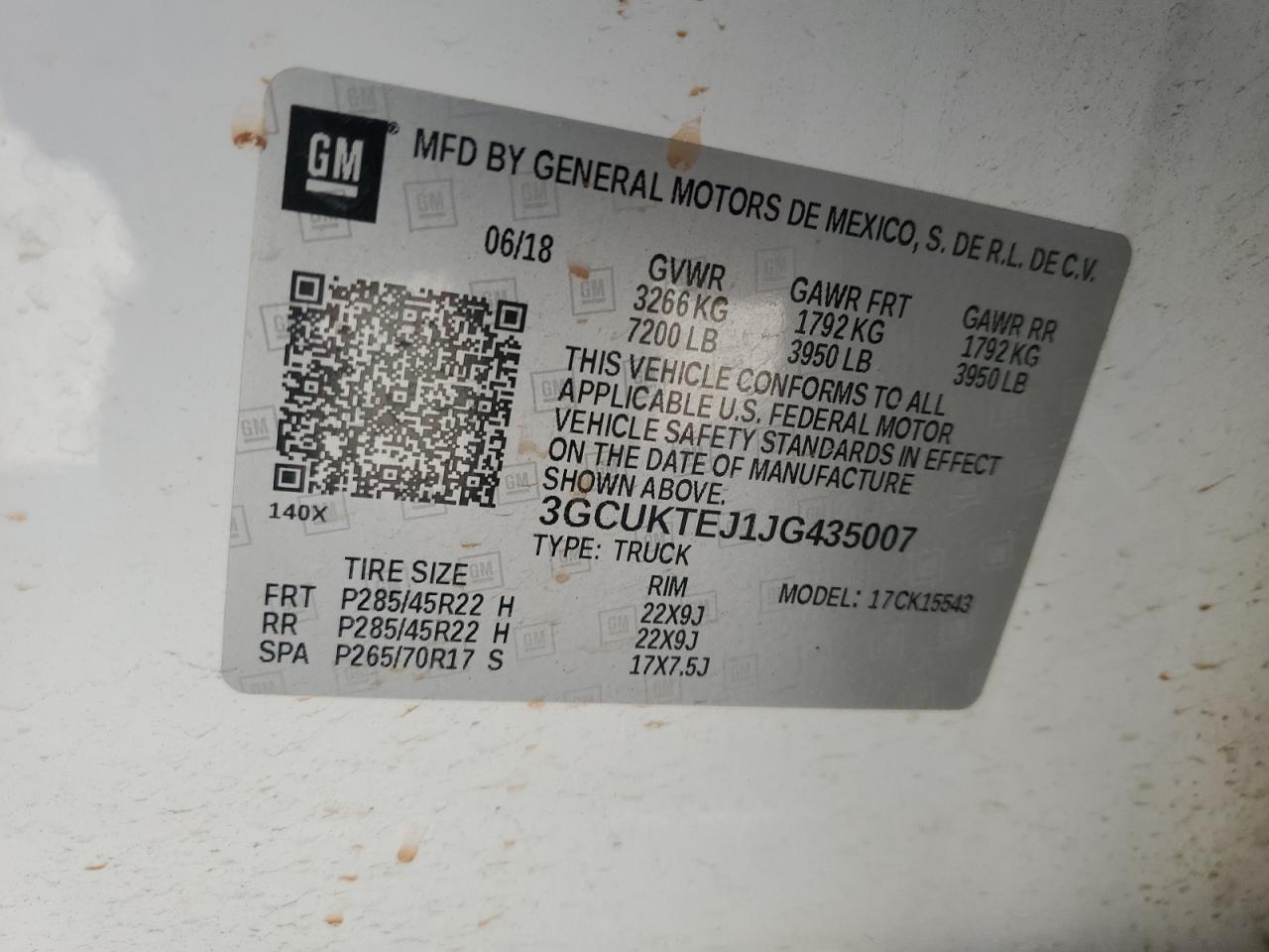 2018 Chevrolet Silverado K1500 High Country VIN: 3GCUKTEJ1JG435007 Lot: 50373165