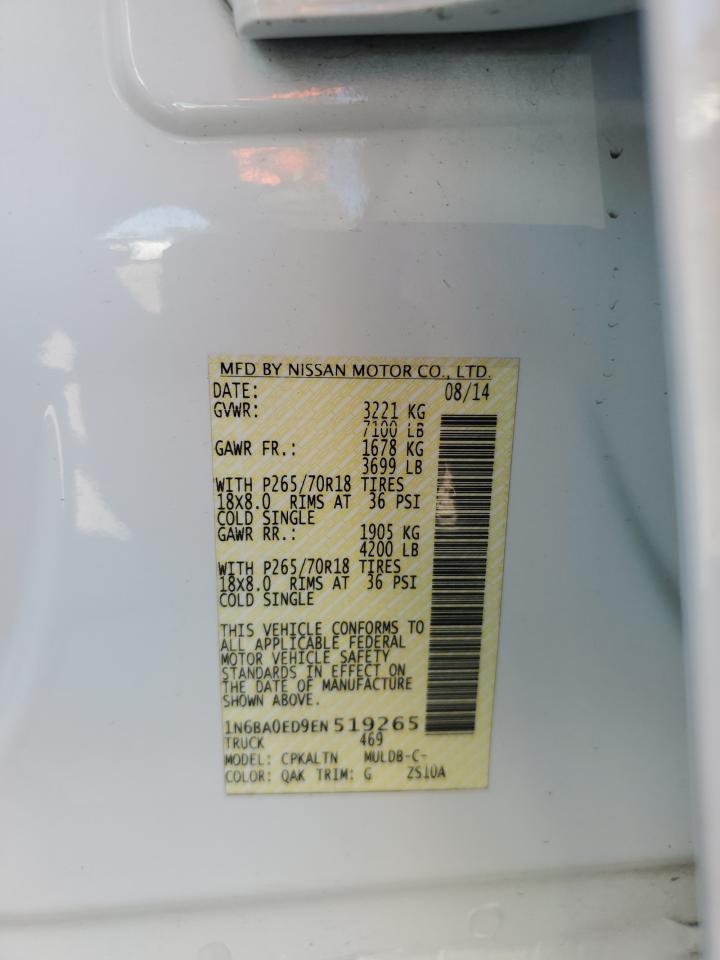 2014 Nissan Titan S VIN: 1N6BA0ED9EN519265 Lot: 48760095