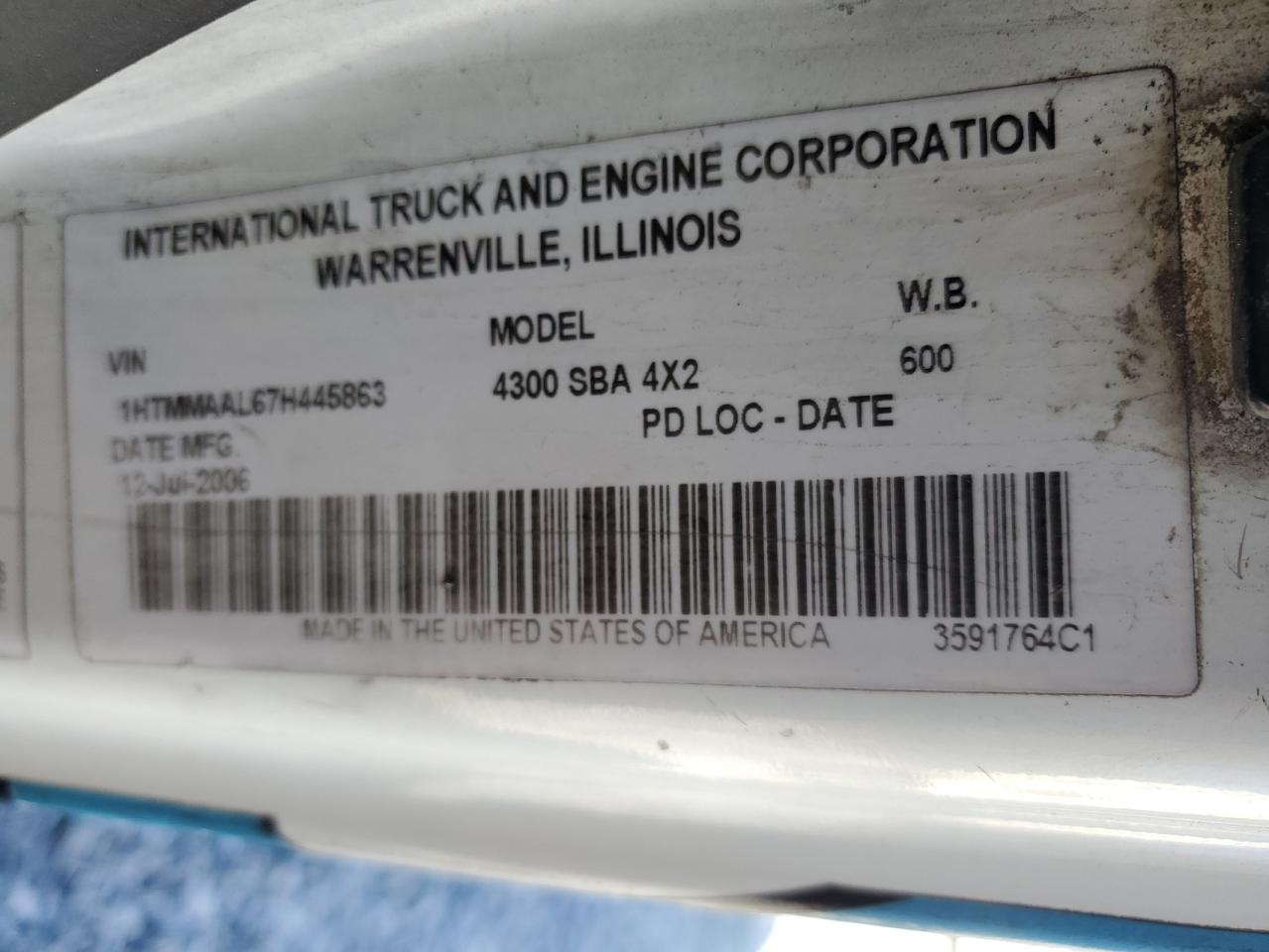 2007 International 4300 Rollback Truck VIN: 1HTMMAAL67H445863 Lot: 46657515