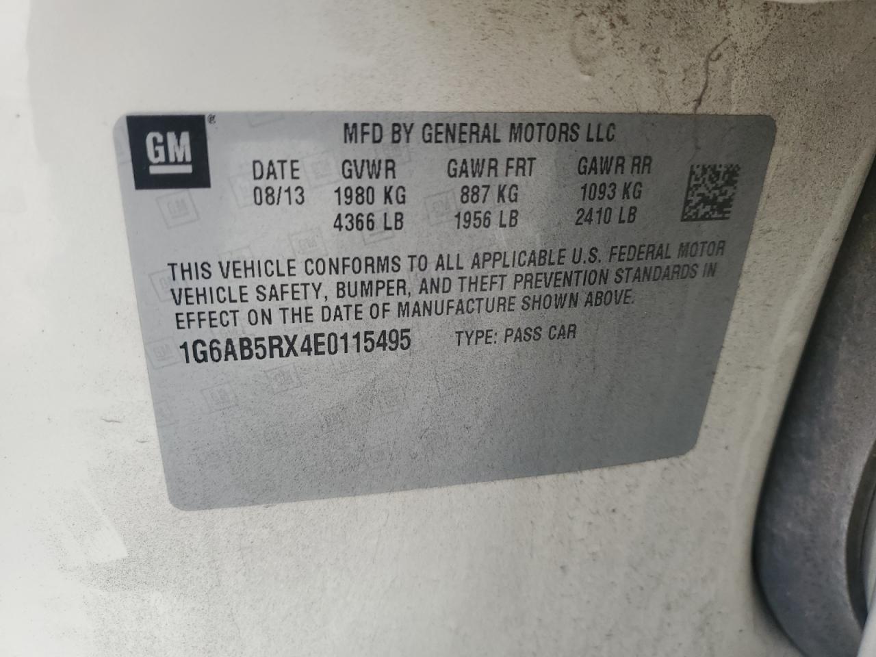 2014 Cadillac Ats Luxury VIN: 1G6AB5RX4E0115495 Lot: 48020115