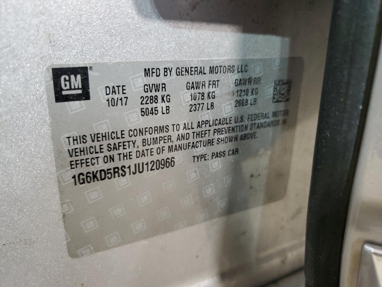 2018 Cadillac Ct6 Luxury VIN: 1G6KD5RS1JU120966 Lot: 48598585