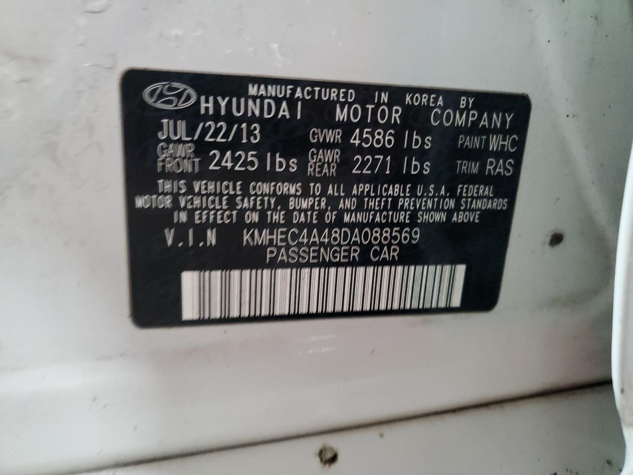 2013 Hyundai Sonata Hybrid VIN: KMHEC4A48DA088569 Lot: 50625375