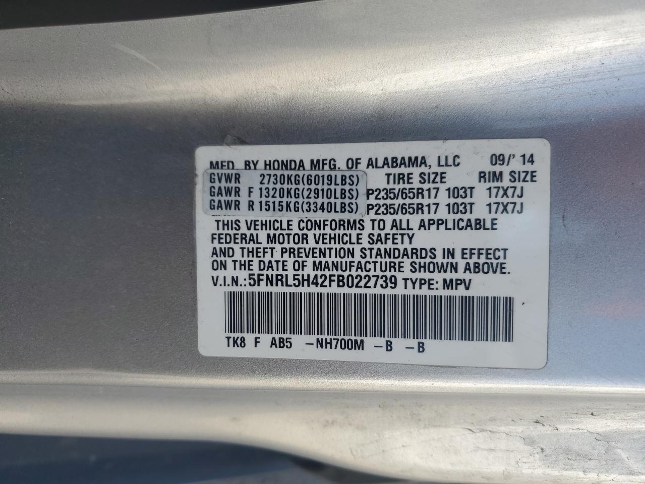 2015 Honda Odyssey - Image 13