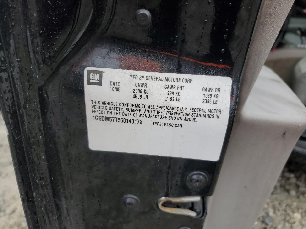 2006 Cadillac Cts Standard VIN: 1G6DM57T560140172 Lot: 48644965