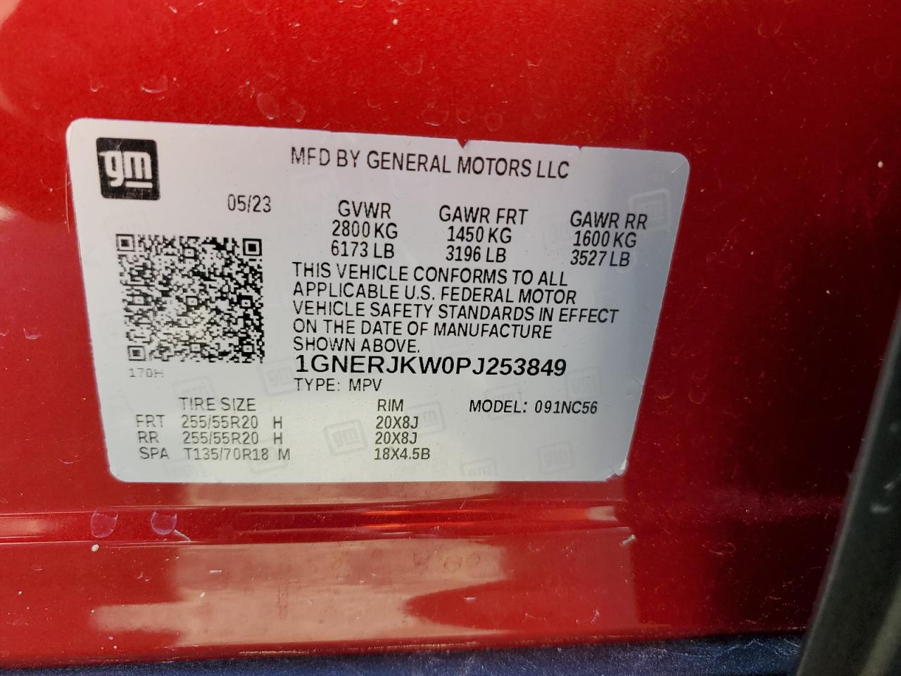 2023 Chevrolet Traverse Rs VIN: 1GNERJKW0PJ253849 Lot: 50957185