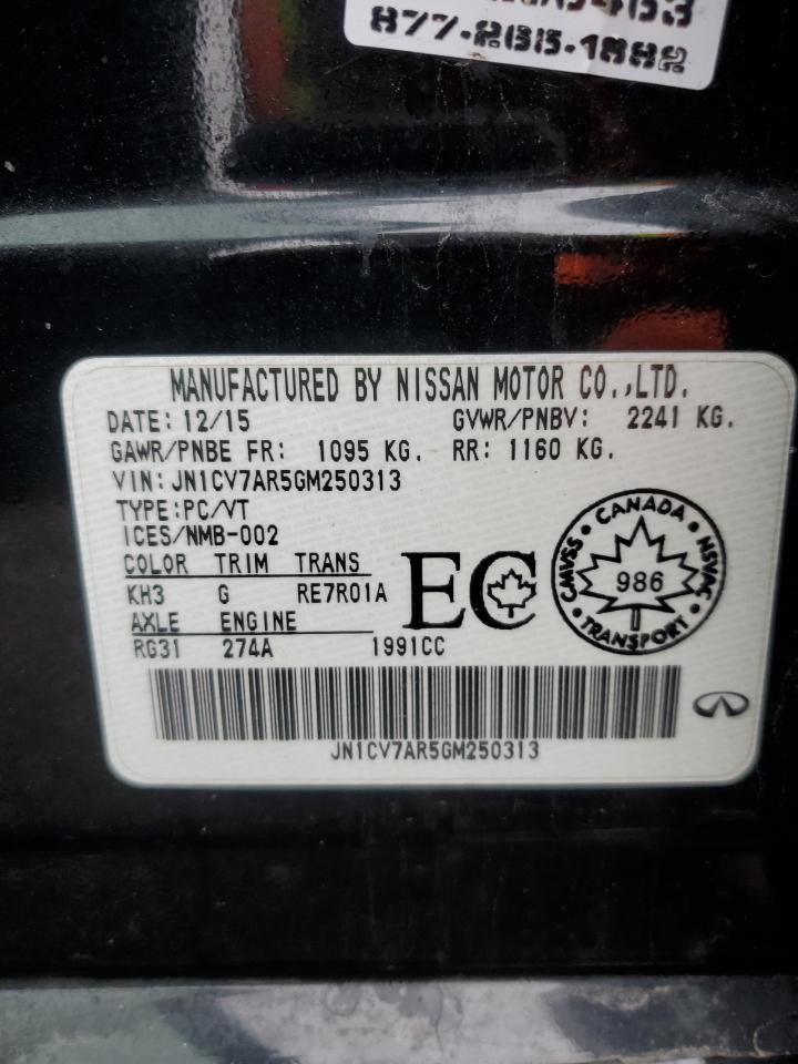 2016 Infiniti Q50 Base VIN: JN1CV7AR5GM250313 Lot: 50834625