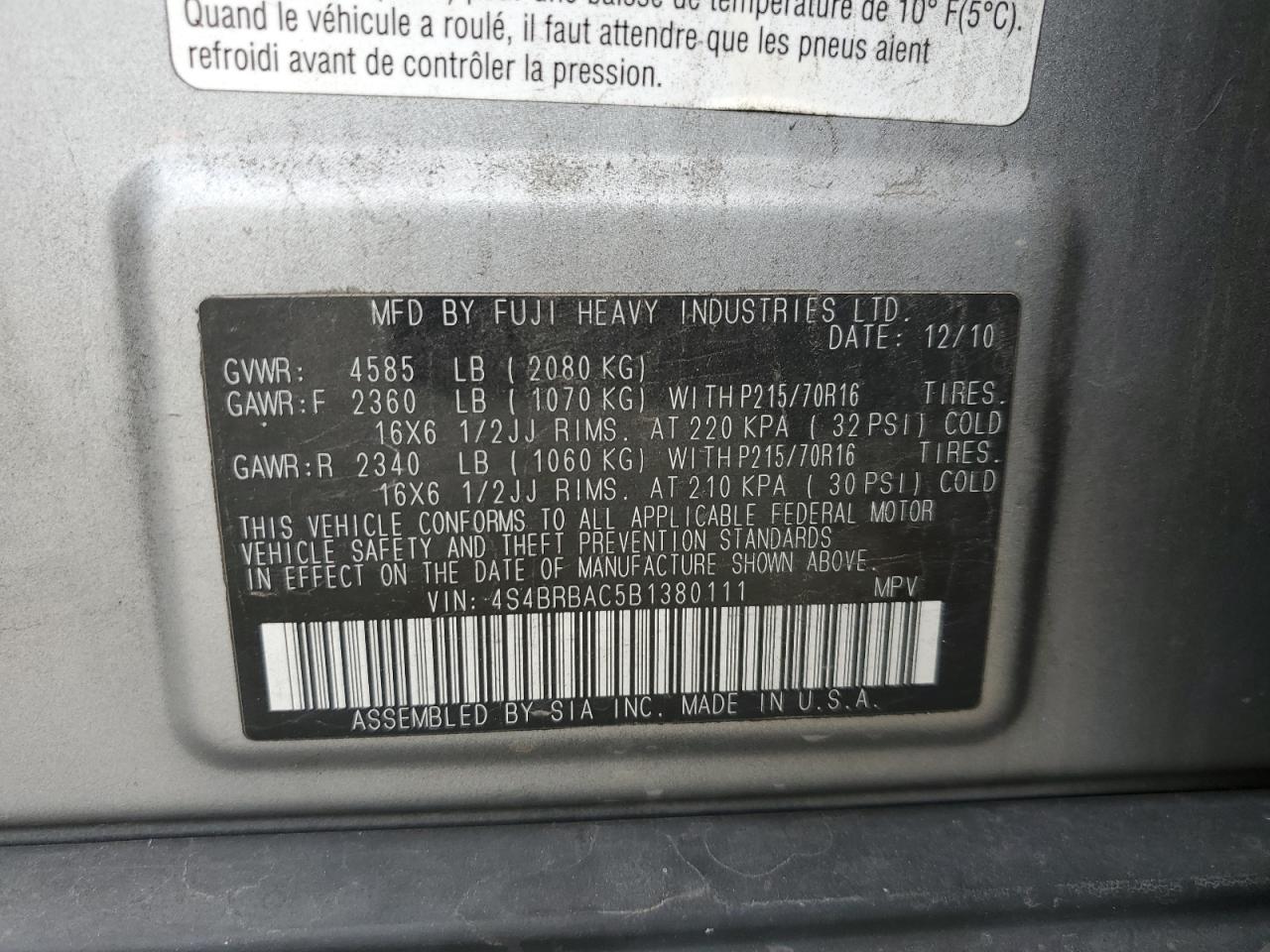 2011 Subaru Outback - Image 15