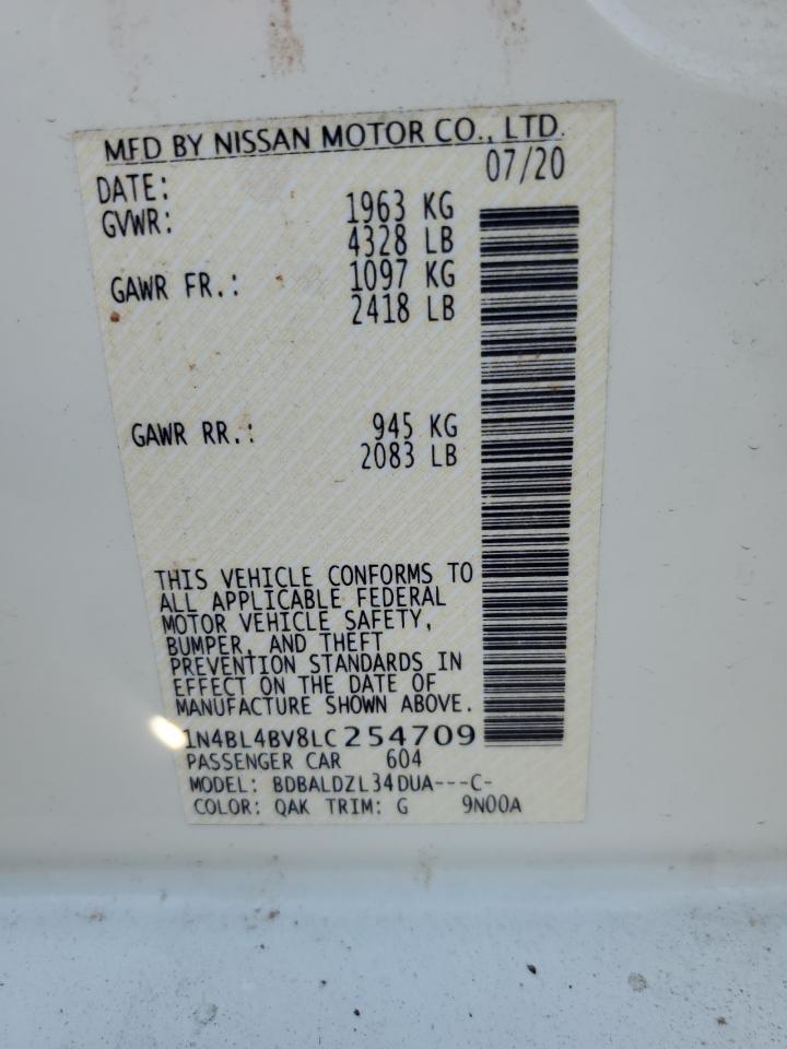 2020 Nissan Altima S VIN: 1N4BL4BV8LC254709 Lot: 48315435