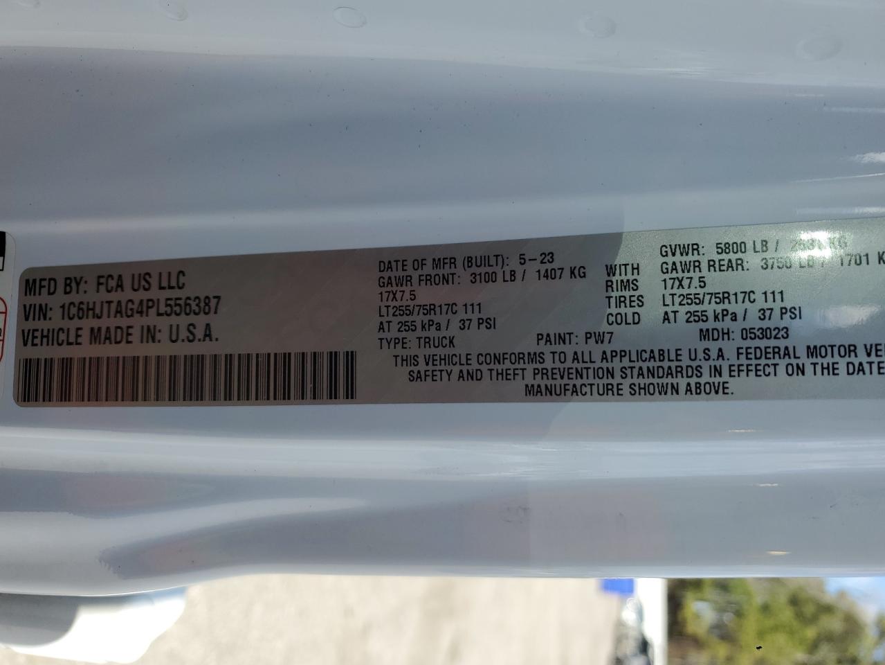 2023 Jeep Gladiator Sport VIN: 1C6HJTAG4PL556387 Lot: 47453305