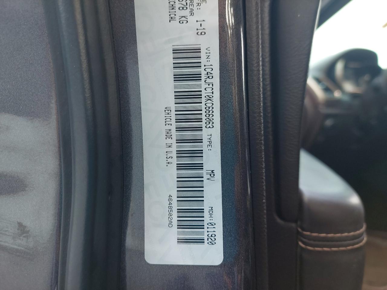 1C4RJFCT0KC666063 - 2019 Jeep GRAND CHER - #47333965