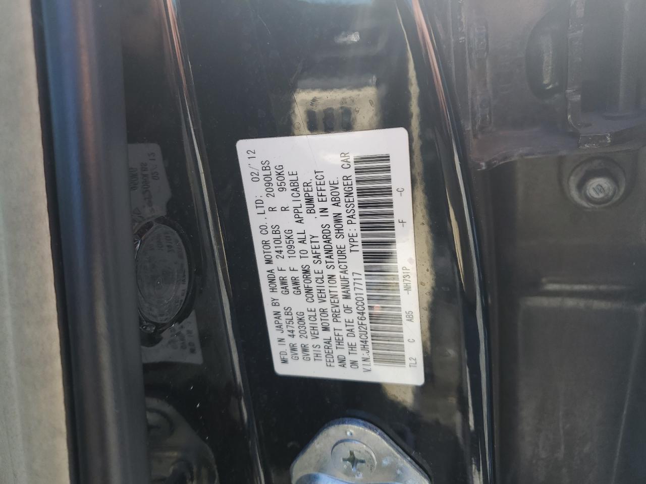 2012 Acura Tsx Tech VIN: JH4CU2F64CC017717 Lot: 48391675