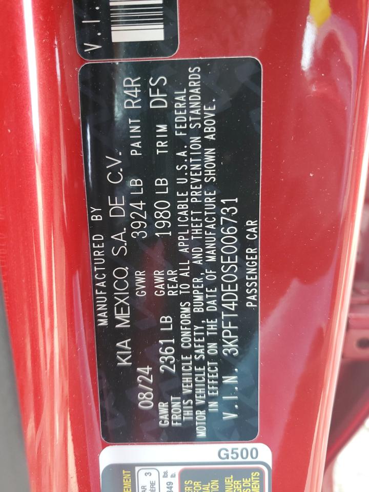 2025 Kia K4 Lx VIN: 3KPFT4DE0SE006731 Lot: 49437595