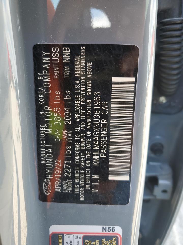 2022 Hyundai Elantra Sel VIN: KMHLM4AGXNU361963 Lot: 48763575