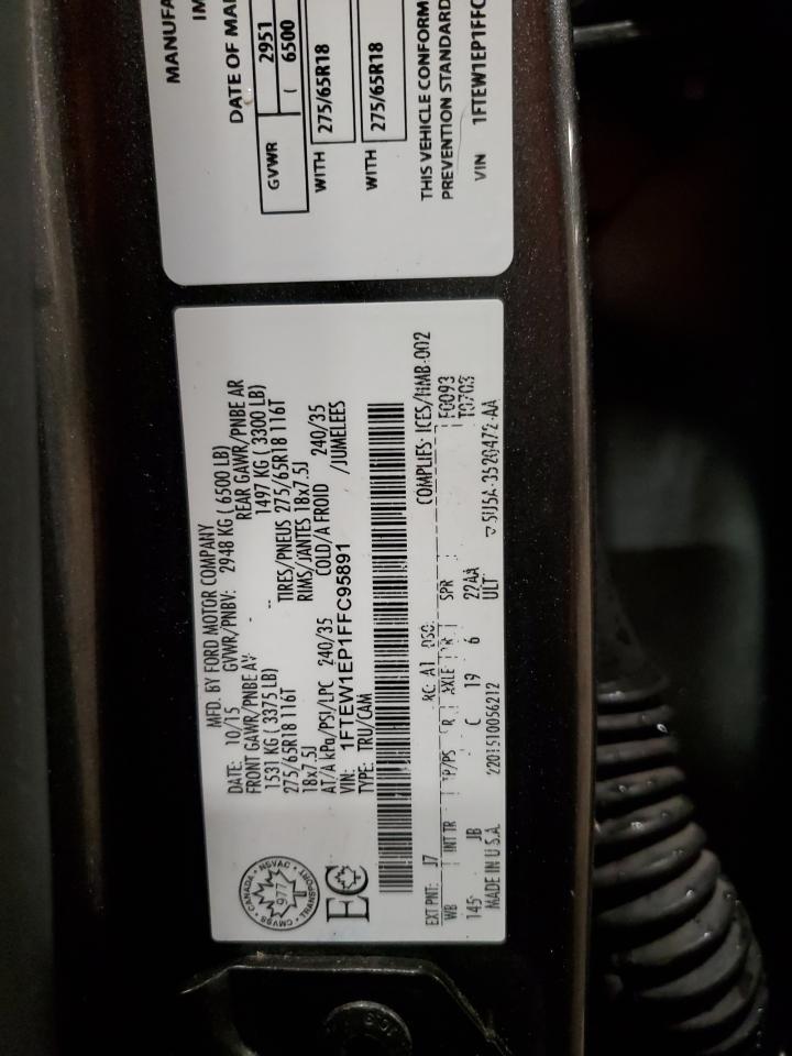 2015 Ford F150 Supercrew VIN: 1FTEW1EP1FFC95891 Lot: 51066475