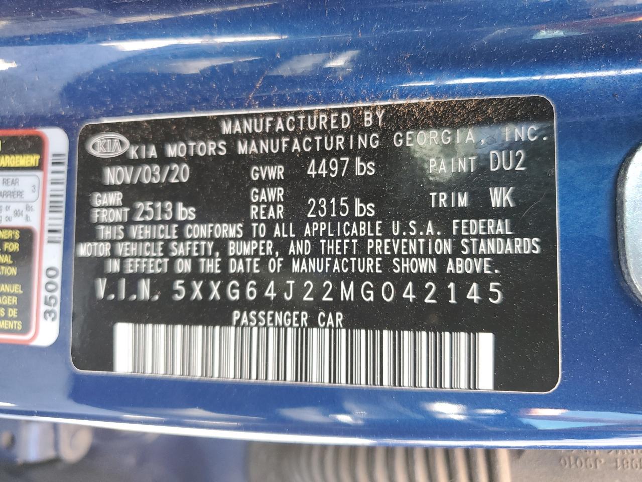 2021 Kia K5 Gt Line VIN: 5XXG64J22MG042145 Lot: 49510695