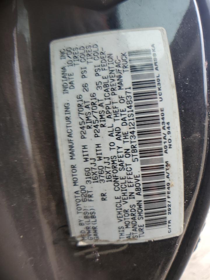 2001 Toyota Tundra Access Cab VIN: 5TBRT34121S148371 Lot: 48792115