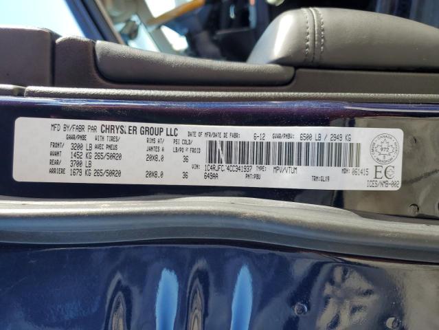 2012 JEEP GRAND CHEROKEE OVERLAND