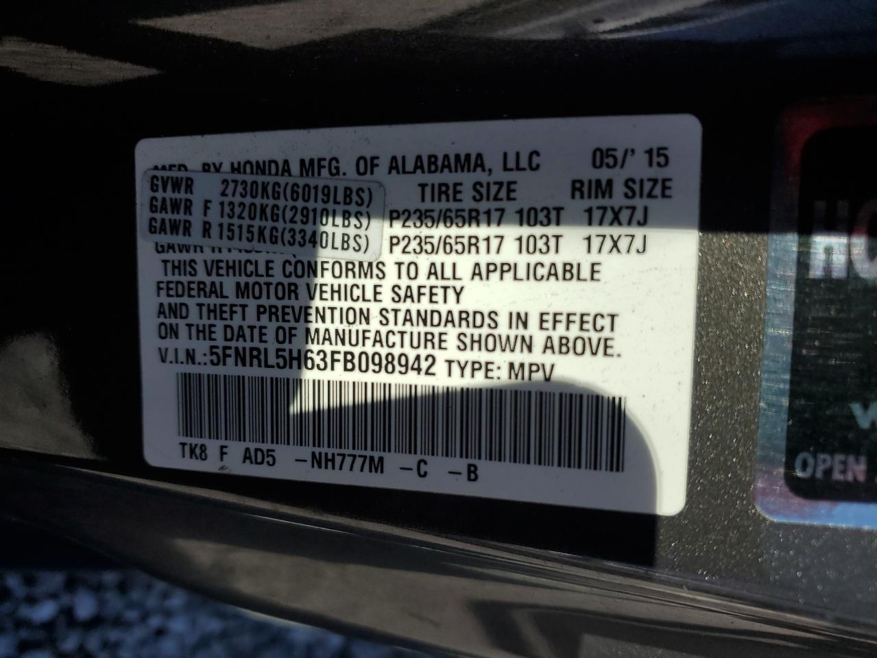 2015 Honda Odyssey - Image 15