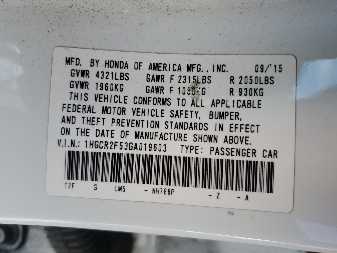 2016 Honda Accord Sport VIN: 1HGCR2F53GA019603 Lot: 48611255