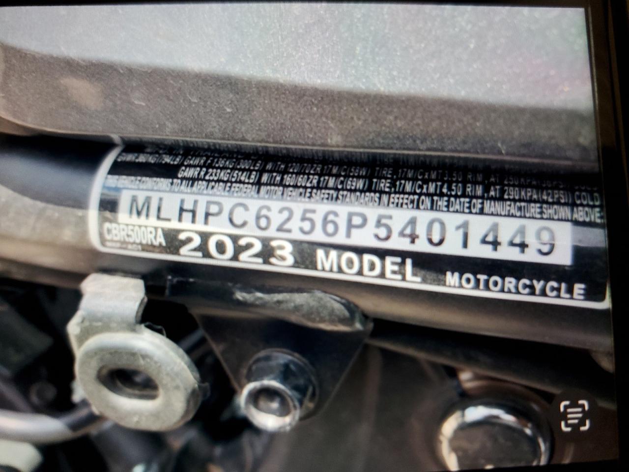 MLHPC6256P5401449 HONDA CBR CYCLE 2023